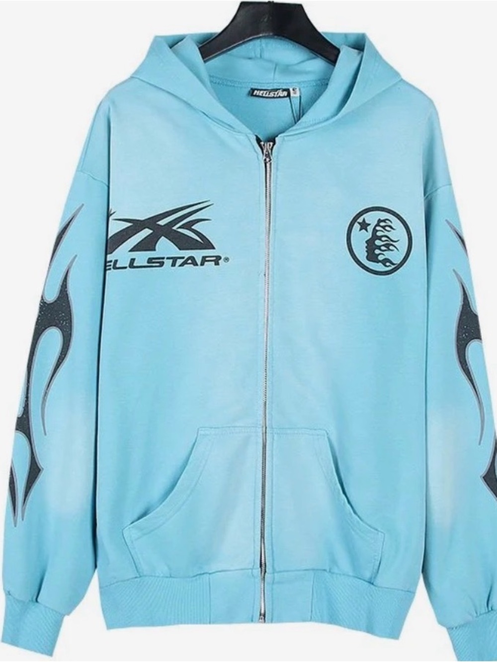 Hellstar Light Blue Graphic Zip Hoodie